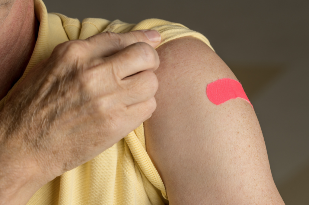 Band aid from a COVID-19 vaccine 