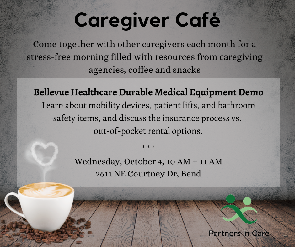 Come together with other caregivers each month for a stress-free morning. This month features a a durable medical equipment demonstration.