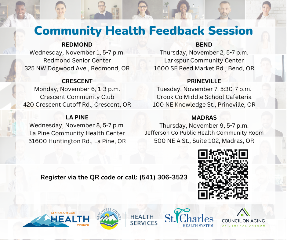 Come help us shape the next steps towards a healthier Central Oregon at one this community health feedback session in La Pine.