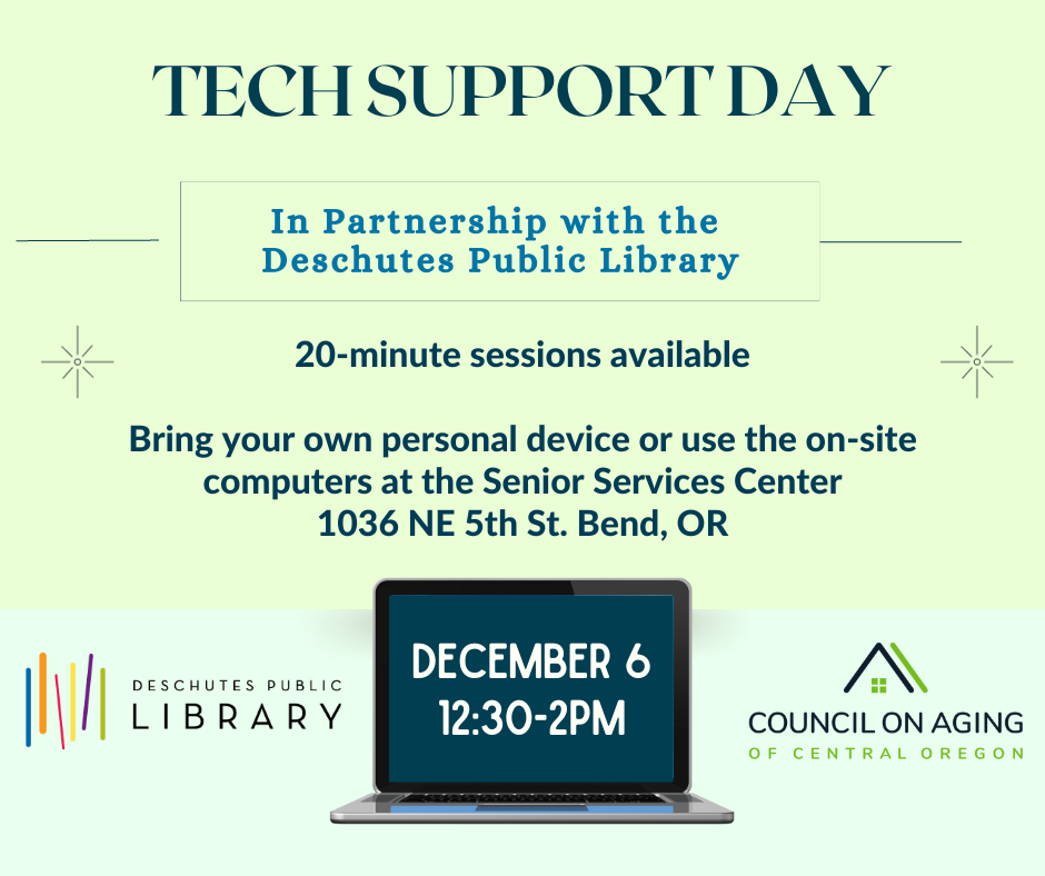 Having problems with your computer, phone, or reading device? Join us for our monthly tech support day at our Senior Services Center.
